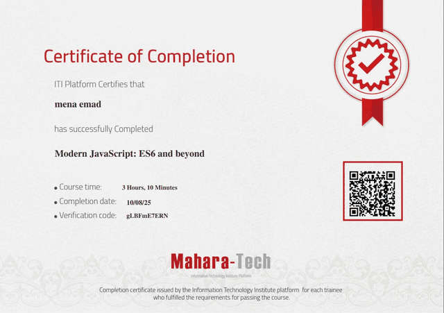 ES6 Certificate Mena emad Sawares